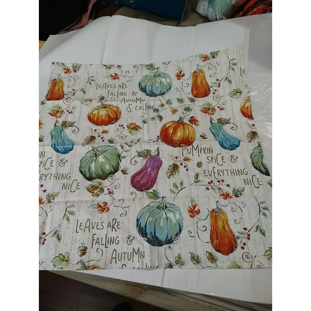 Pumpkin Fall Table 4 Pack Reusable Napkins Homemade 16